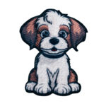 Applikation, Patch, Bügelbild: Hund weiß/braun