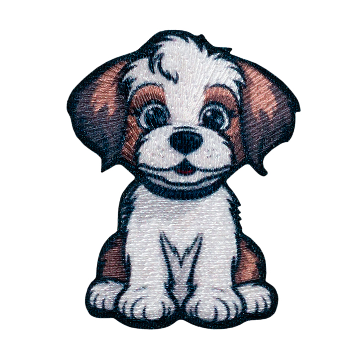 SONY DSC Applikation, Patch, Bügelbild: Hund weiß/braun – Bild 1