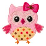 Applikation, Patch, Bügelbild: Eule pink
