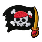Applikation, Patch, Bügelbild: Piratenflagge mit Säbel