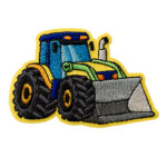 Applikation, Patch, Bügelbild: Truck Bagger gelb