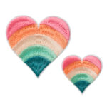 Applikation, Patch, Bügelbild: Herzen Regenbogen 2 Stk.