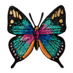 Applikation, Patch, Bügelbild: Schmetterling Türkis Glitzer