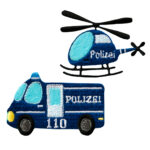 Applikation, Patch, Bügelbild: Polizei Fahrzeuge