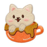 Applikation, Patch, Bügelbild: Katze in Tasse