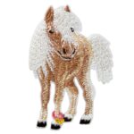 Applikation, Patch, Bügelbild: Pony weiß/braun