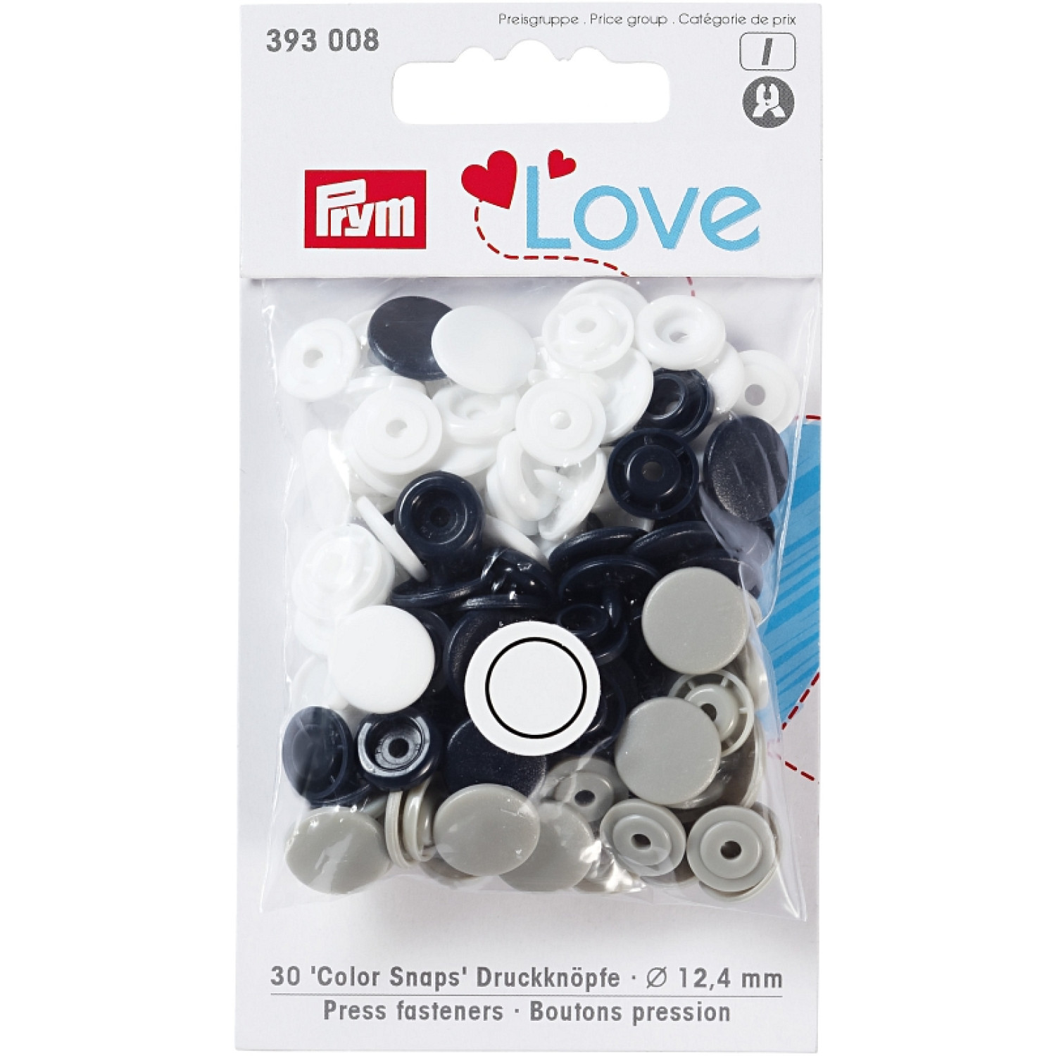 PRYM LOVE DRUCKKNOPF SET "COLOR SNAP" - MARINE/GRAU/WEISS – Bild 1