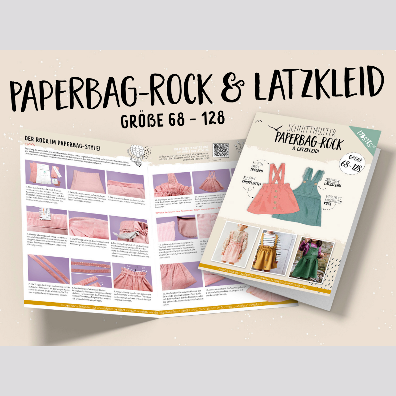 Unbenannt-1(43) Lybstes. Latzrock/Latzkleid- Paperbag (Gr. 68 - 128) – Bild 1