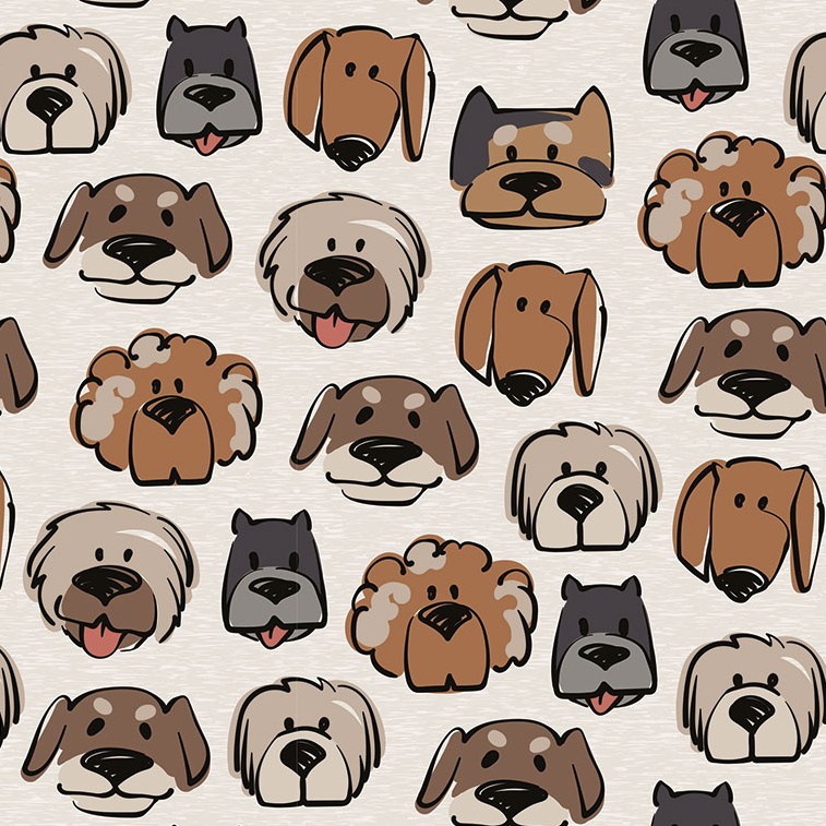 888 B 152 30 mm REVISED Hundegesichter - ecru – Bild 1
